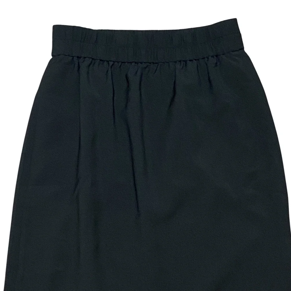 J.Crew NEW Black Elastic Waist Midi Skirt Quiet Luxury Career Corporate Size XXS